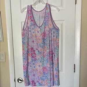 Little Sleepies tank top nightgown Lunaluxe viscous bamboo doodle blooms LG